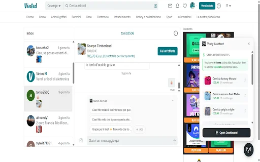 Vindy | Otimize suas vendas no Vinted e aumente seus lucros - Screenshot 5